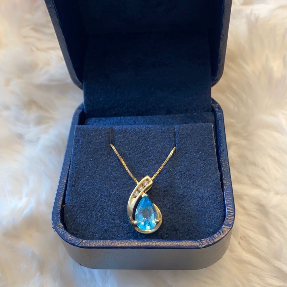 blue topaz necklace with gold chain